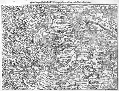 Old Map of Switzerland by Sebastian Münster, 1550 by Sebastian Munster